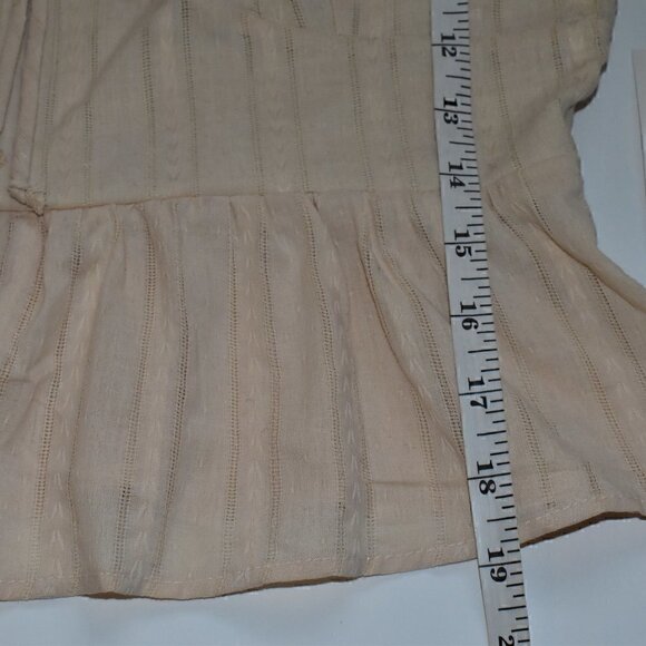 Urban Romantic Boho Square Neck Ruched Short Sleeve Ruffle Top Size L - Picture 5 of 10